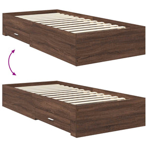 vidaXL Bed Frame Brown Oak and Silver 100 x 200 cm Engineered Wood