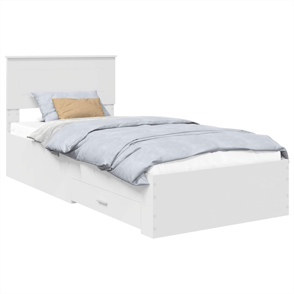vidaXL Bed Frame White and Silver 75 x 190 cm Engineered Wood