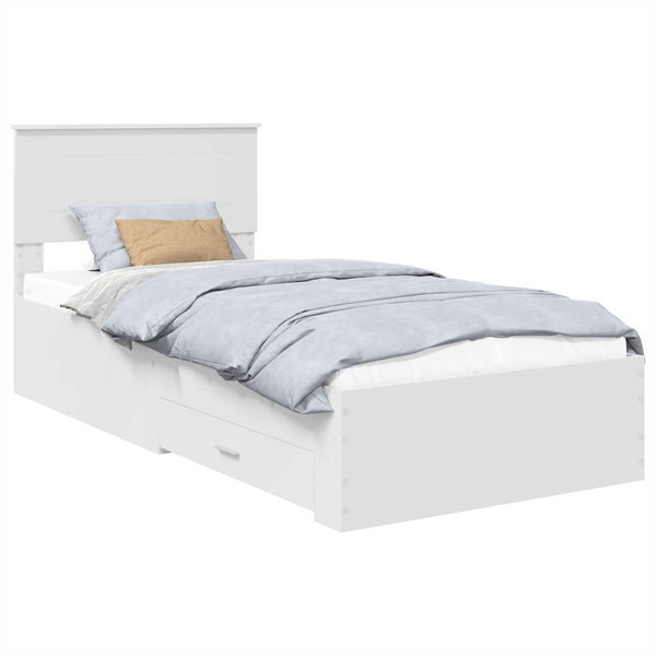 vidaXL Bed Frame White and Silver 75 x 190 cm Engineered Wood