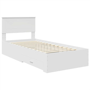 vidaXL Bed Frame White and Silver 75 x 190 cm Engineered Wood