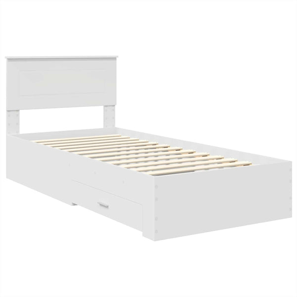 vidaXL Bed Frame White and Silver 75 x 190 cm Engineered Wood