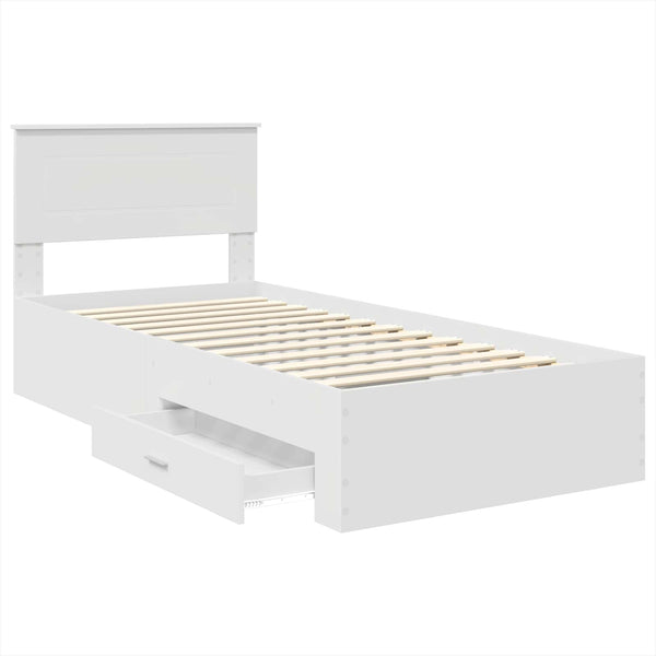 vidaXL Bed Frame White and Silver 75 x 190 cm Engineered Wood