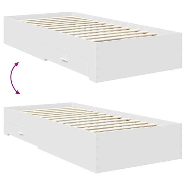 vidaXL Bed Frame White and Silver 75 x 190 cm Engineered Wood