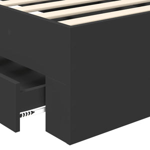 vidaXL Bed Frame Black and Silver 75 x 190 cm Engineered Wood
