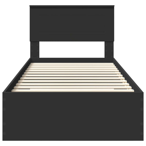 vidaXL Bed Frame Black and Silver 75 x 190 cm Engineered Wood