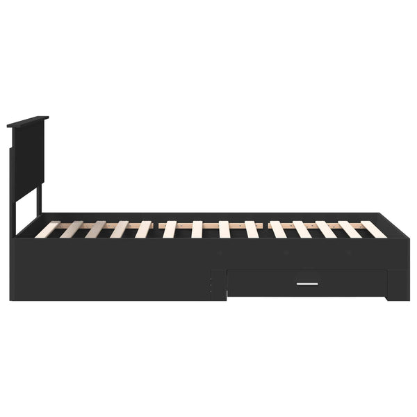 vidaXL Bed Frame Black and Silver 75 x 190 cm Engineered Wood