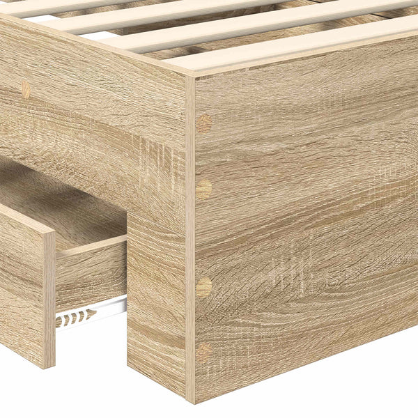 vidaXL Bed Frame Sonoma Oak and Silver 75 x 190 cm Engineered Wood