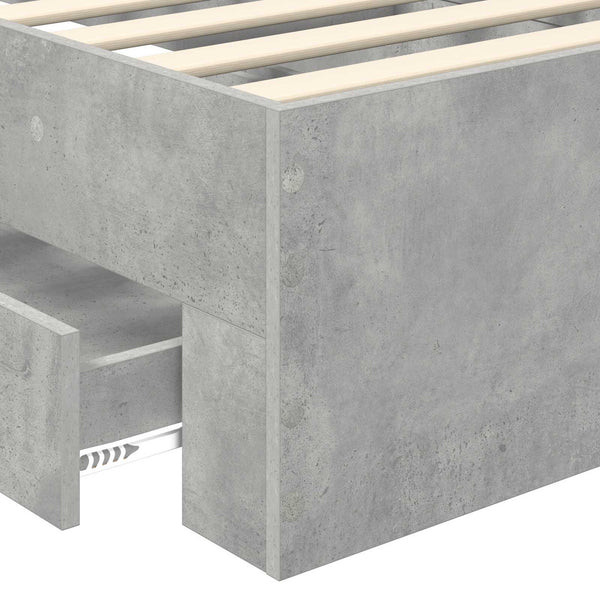 vidaXL Bed Frame Concrete Grey and Silver 75 x 190 cm Engineered Wood