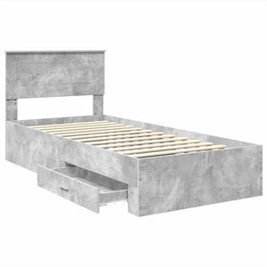 vidaXL Bed Frame Concrete Grey and Silver 75 x 190 cm Engineered Wood