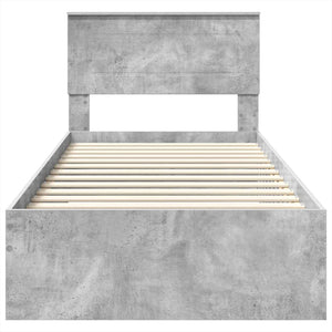 vidaXL Bed Frame Concrete Grey and Silver 75 x 190 cm Engineered Wood