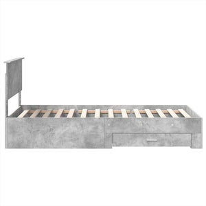 vidaXL Bed Frame Concrete Grey and Silver 75 x 190 cm Engineered Wood