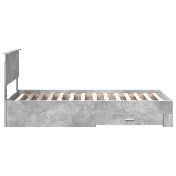vidaXL Bed Frame Concrete Grey and Silver 75 x 190 cm Engineered Wood