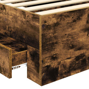 vidaXL Bed Frame Smoky Oak and Silver 75 x 190 cm Engineered Wood