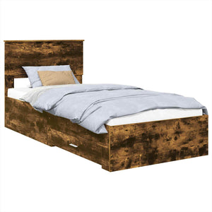 vidaXL Bed Frame Smoky Oak and Silver 75 x 190 cm Engineered Wood