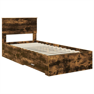 vidaXL Bed Frame Smoky Oak and Silver 75 x 190 cm Engineered Wood