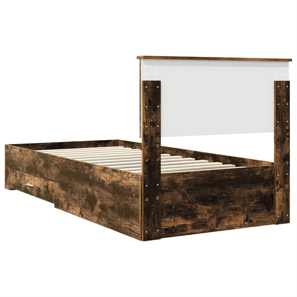 vidaXL Bed Frame Smoky Oak and Silver 75 x 190 cm Engineered Wood