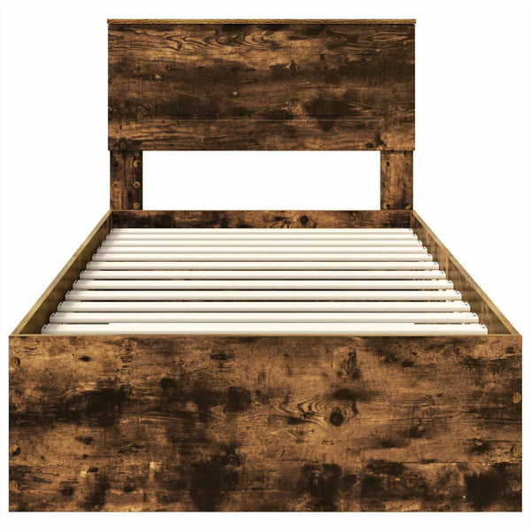 vidaXL Bed Frame Smoky Oak and Silver 75 x 190 cm Engineered Wood