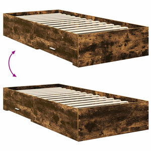 vidaXL Bed Frame Smoky Oak and Silver 75 x 190 cm Engineered Wood