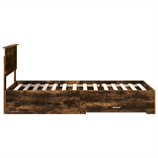 vidaXL Bed Frame Smoky Oak and Silver 75 x 190 cm Engineered Wood