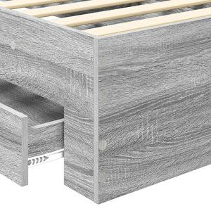 vidaXL Bed Frame Grey Sonoma and Silver 75 x 190 cm Engineered Wood