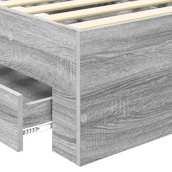 vidaXL Bed Frame Grey Sonoma and Silver 75 x 190 cm Engineered Wood