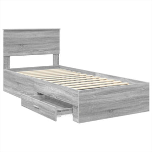 vidaXL Bed Frame Grey Sonoma and Silver 75 x 190 cm Engineered Wood