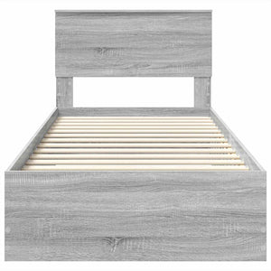 vidaXL Bed Frame Grey Sonoma and Silver 75 x 190 cm Engineered Wood