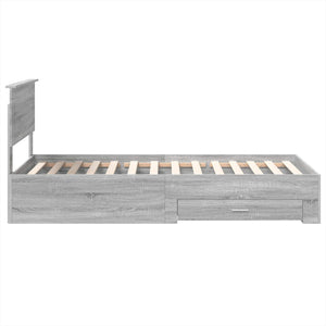 vidaXL Bed Frame Grey Sonoma and Silver 75 x 190 cm Engineered Wood