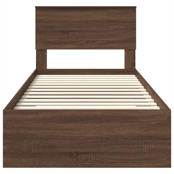 vidaXL Bed Frame Brown Oak and Silver 75 x 190 cm Engineered Wood