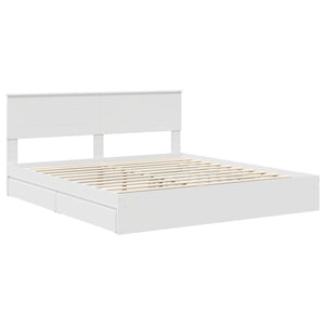 vidaXL Storage Bed with Headboard White 200 x 200 cm Engineered Wood
