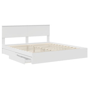 vidaXL Storage Bed with Headboard White 200 x 200 cm Engineered Wood