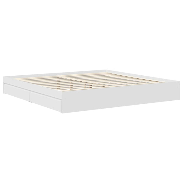 vidaXL Storage Bed with Headboard White 200 x 200 cm Engineered Wood