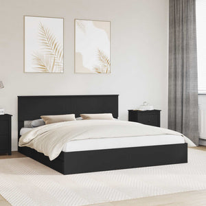 vidaXL Storage Bed Black 200 x 200 cm Engineered Wood