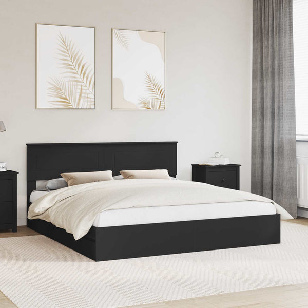 vidaXL Storage Bed Black 200 x 200 cm Engineered Wood