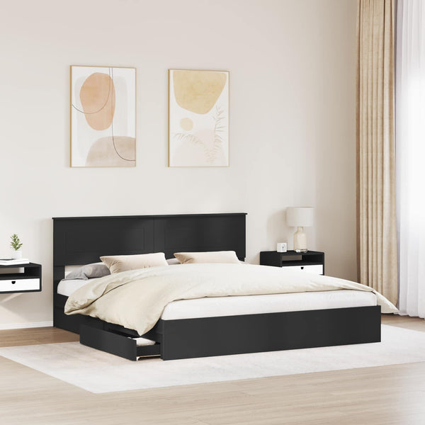 vidaXL Storage Bed Black 200 x 200 cm Engineered Wood