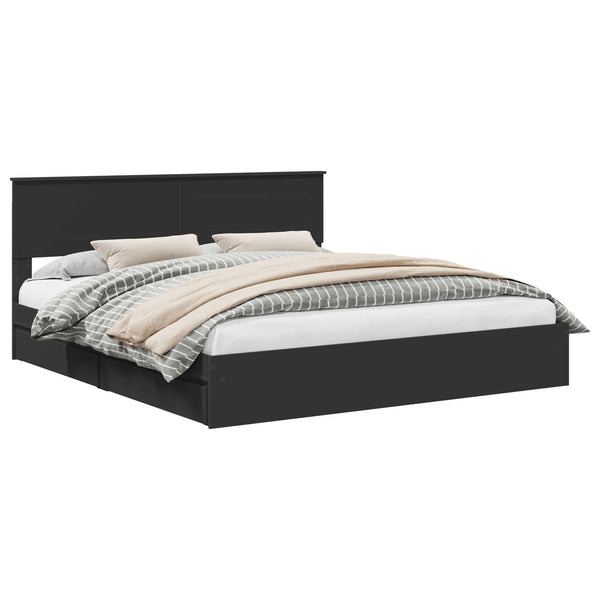 vidaXL Storage Bed Black 200 x 200 cm Engineered Wood