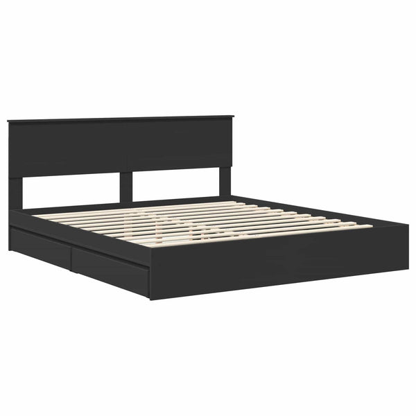 vidaXL Storage Bed Black 200 x 200 cm Engineered Wood