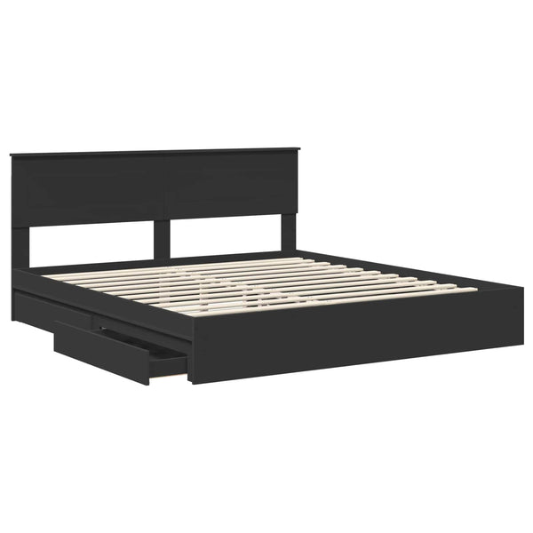 vidaXL Storage Bed Black 200 x 200 cm Engineered Wood