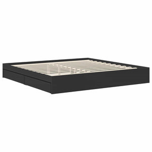 vidaXL Storage Bed Black 200 x 200 cm Engineered Wood