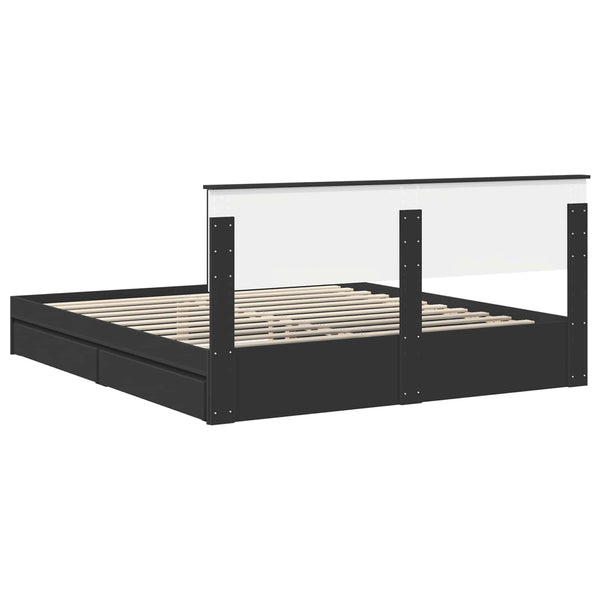vidaXL Storage Bed Black 200 x 200 cm Engineered Wood