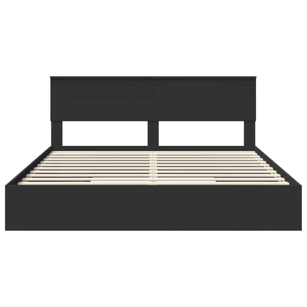 vidaXL Storage Bed Black 200 x 200 cm Engineered Wood