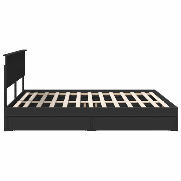vidaXL Storage Bed Black 200 x 200 cm Engineered Wood