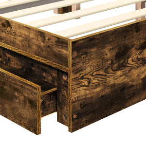 vidaXL Storage Bed Smoked Oak 200 x 200 cm Engineered Wood