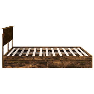 vidaXL Storage Bed Smoked Oak 200 x 200 cm Engineered Wood
