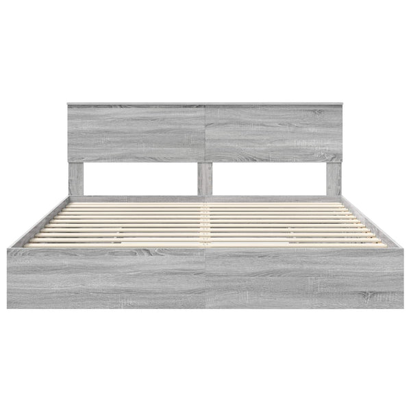 vidaXL Storage Bed Sonoma Gray 200 x 200 cm Engineered Wood