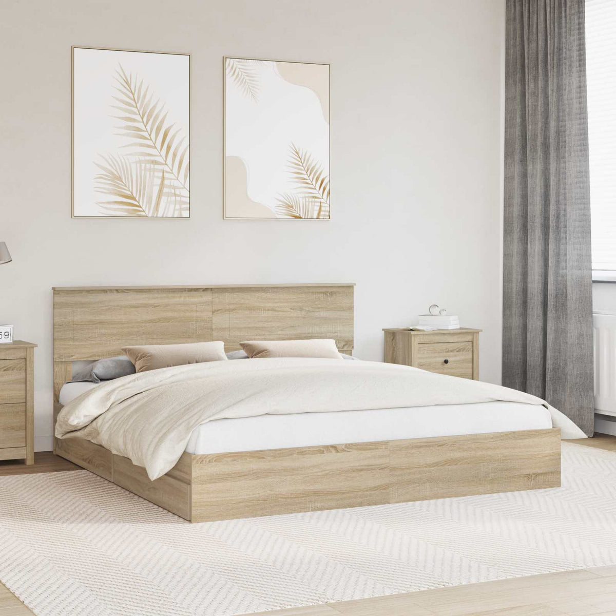 vidaXL Storage Bed Sonoma Oak 180 x 200 cm Engineered Wood
