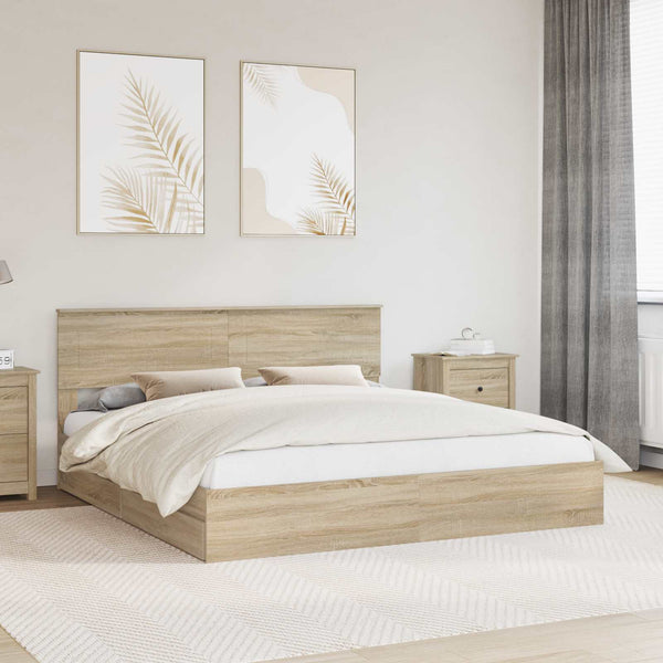 vidaXL Storage Bed Sonoma Oak 180 x 200 cm Engineered Wood