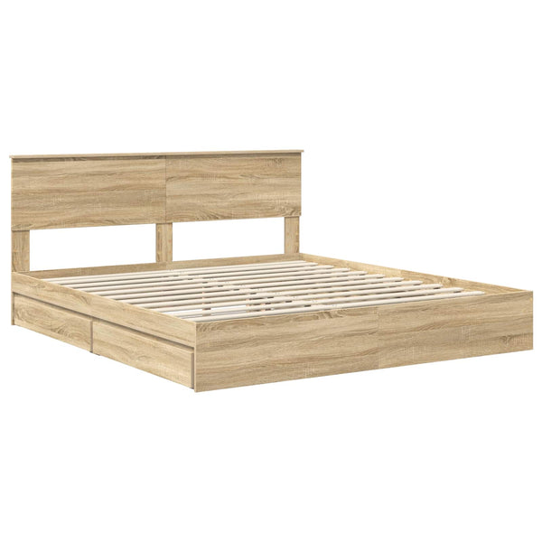 vidaXL Storage Bed Sonoma Oak 180 x 200 cm Engineered Wood