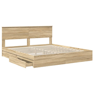 vidaXL Storage Bed Sonoma Oak 180 x 200 cm Engineered Wood