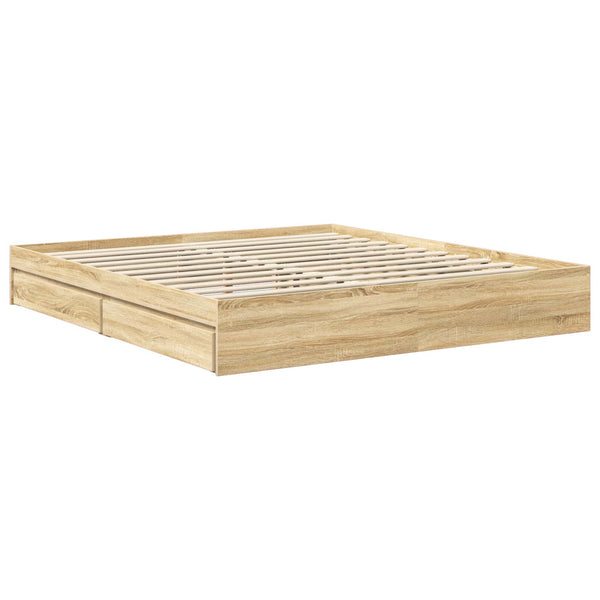 vidaXL Storage Bed Sonoma Oak 180 x 200 cm Engineered Wood